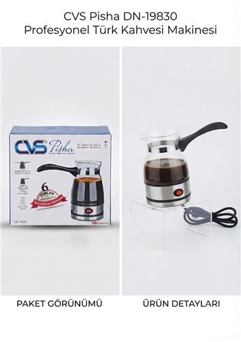 CVS PİSHA CAM ELEKTRİKLİ TÜRK KAHVESİ CEZVESİ  KL:12